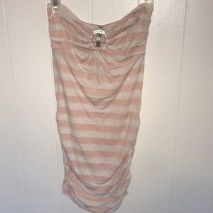 Pink &white strapless dress